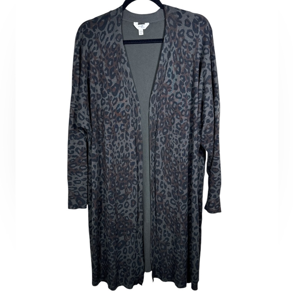 Perfect Gray Cheetah Print lightweight Comfy Cardigan Women's Size 1X